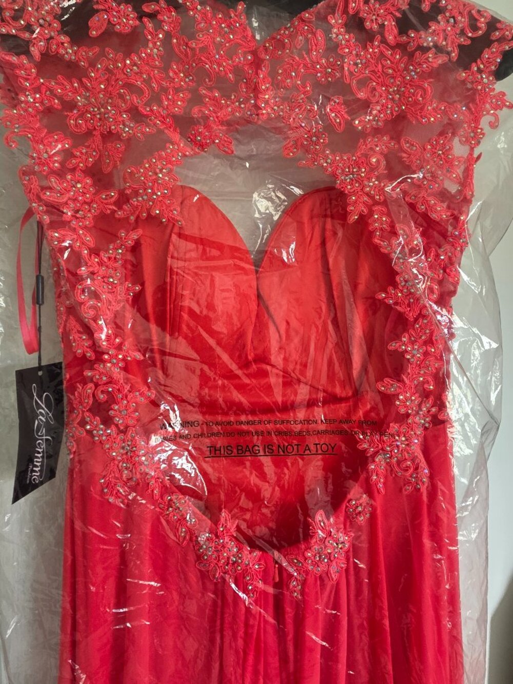 Beaded Cap-Sleeve Long Dress | Size 6 | Pink Grapefruit - Picture 6 of 6